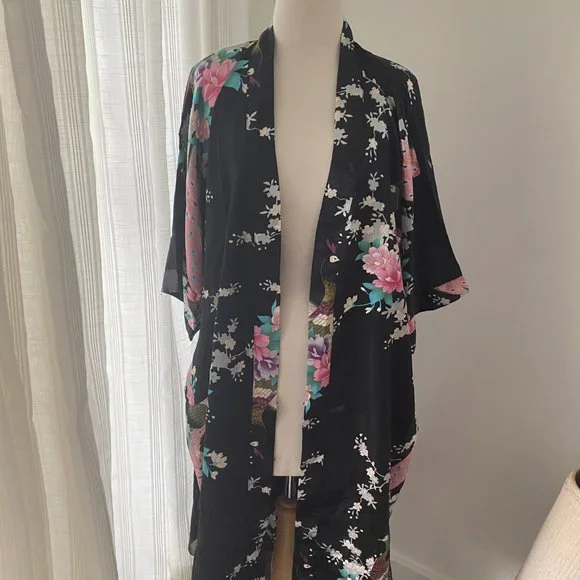 AS NEW SAM WELL SILK LONG ROBE/KIMINO JACKET - ONE SIZE - Picture 11 of 16
